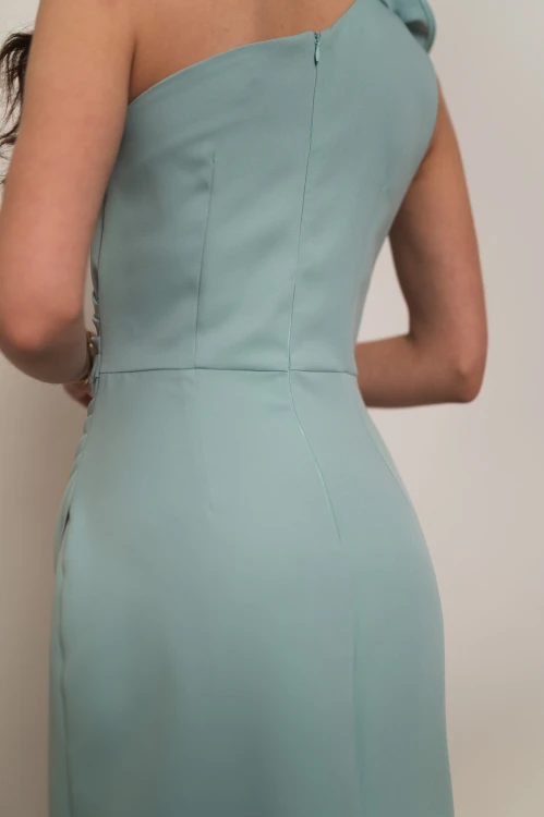 Liwadia - asymetryczna sukienka maxi z kwiatem miętowa - 10.jpg