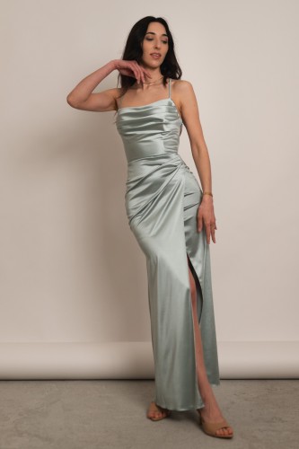 Nausa - satynowa sukienka maxi rybka z wiązaniem na plecach szałwiowa - 1.jpg