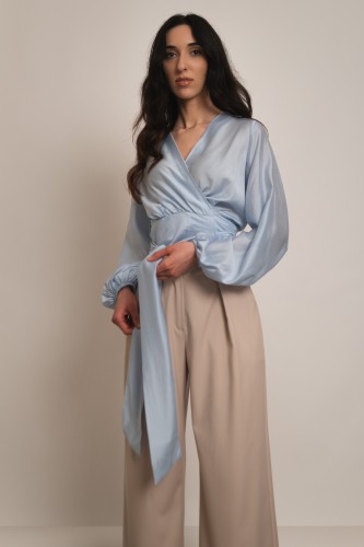 Fez - wiskozowa wiązana bluzka błękitna - 1.jpg