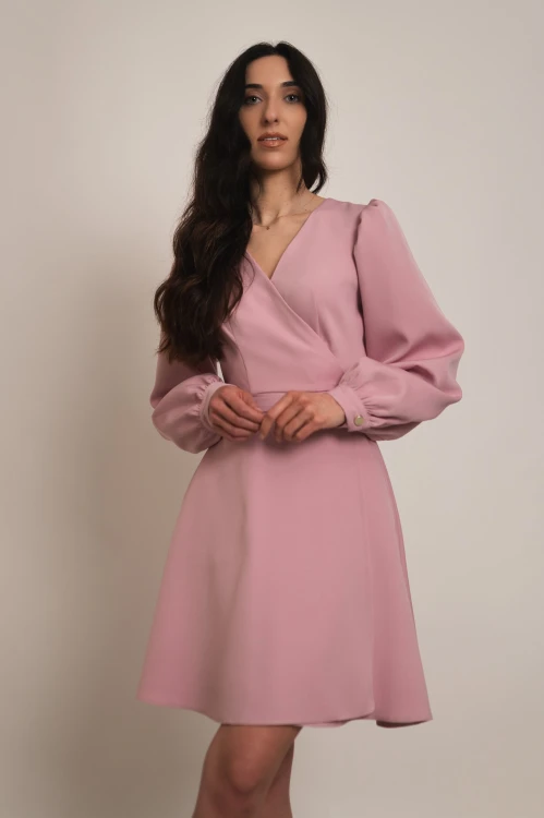 Nea - kopertowa sukienka na długi rękaw dusty rose - 1.jpg