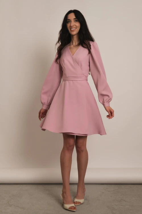 Nea - kopertowa sukienka na długi rękaw dusty rose - 2.jpg