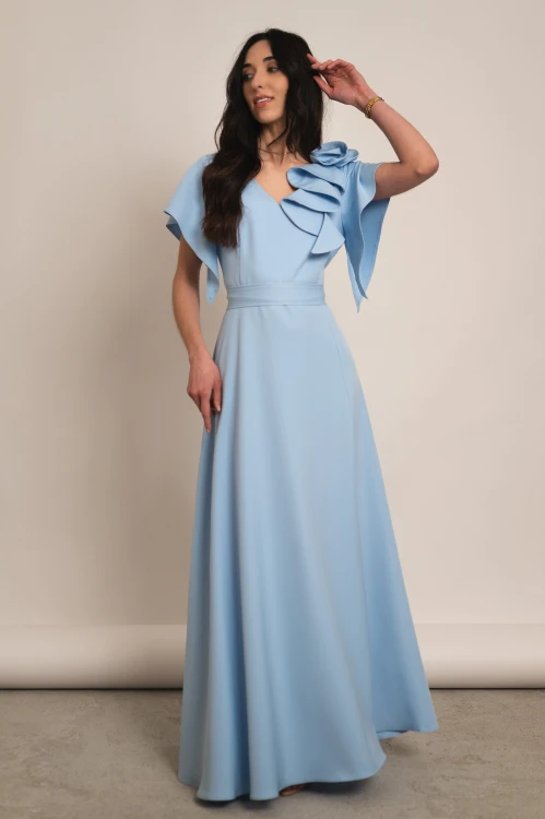 Perea - sukienka plus size maxi z motylkowym krótkim rękawem i kwiatem błękitna - 2.jpg