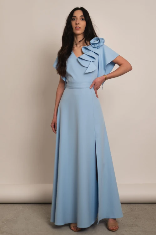 Perea - sukienka plus size maxi z motylkowym krótkim rękawem i kwiatem błękitna - 3.jpg