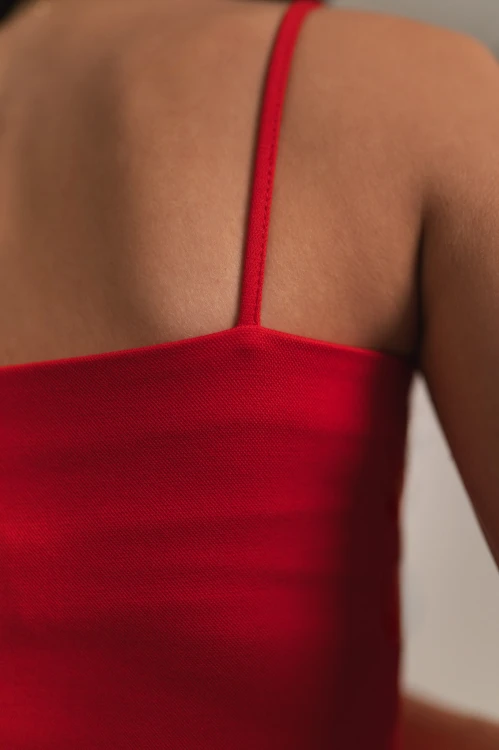 Ejo - bawełniany dopasowany elegancki top na ramiączkach czerwony - 5.jpg