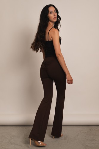 Agrinio - legginsy dzwony z lycry brązowe - 2.jpg