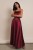 Asti - satynowa rozkloszowana sukienka maxi z wiązaniem na plecach bordowa - 3.jpg