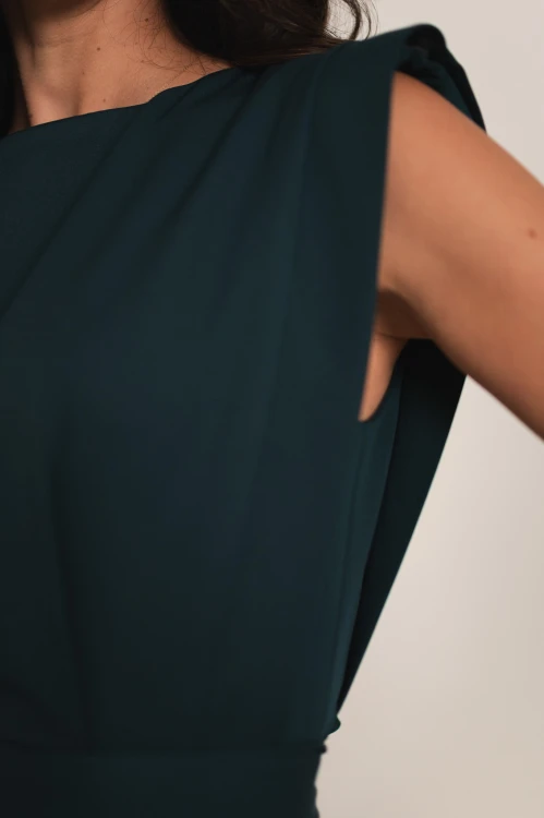 Achaja - elegancka sukienka maxi z zabudowanym dekoltem i rozcięciem butelkowa zieleń - 9.jpg