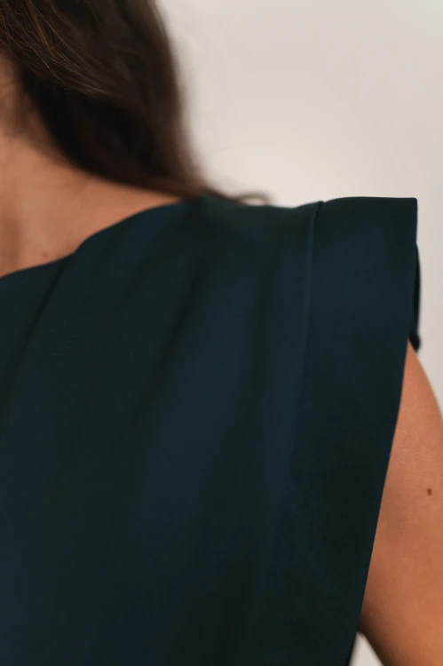Achaja - elegancka sukienka maxi z zabudowanym dekoltem i rozcięciem butelkowa zieleń - 10.jpg