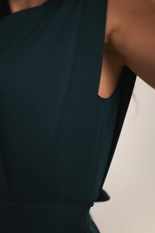 Achaja - elegancka sukienka maxi z zabudowanym dekoltem i rozcięciem butelkowa zieleń - 11.jpg