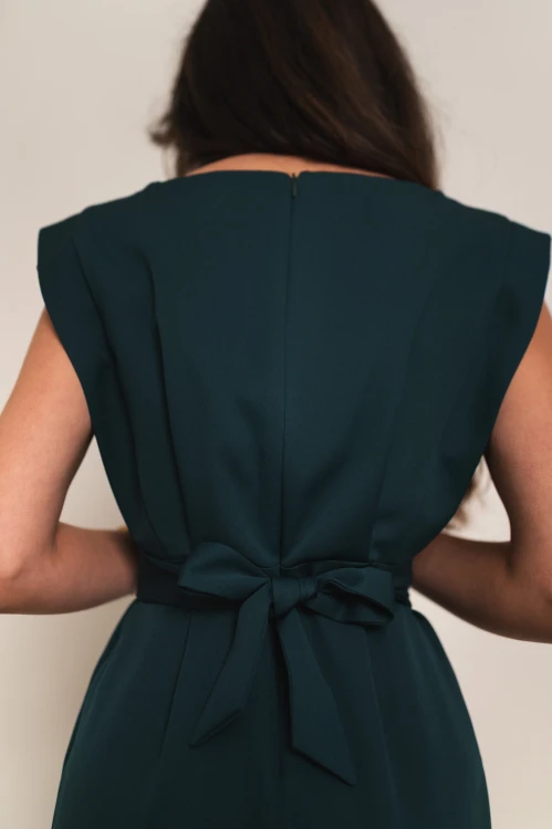 Achaja - elegancka sukienka maxi z zabudowanym dekoltem i rozcięciem butelkowa zieleń - 13.jpg