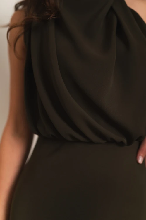 Perama - sukienka maxi z zabudowanym dekoltem khaki - 9.jpg