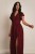 Kifisia - brokatowa sukienka maxi z rozcięciem i motylkowym rękawem bordowa - 6.jpg